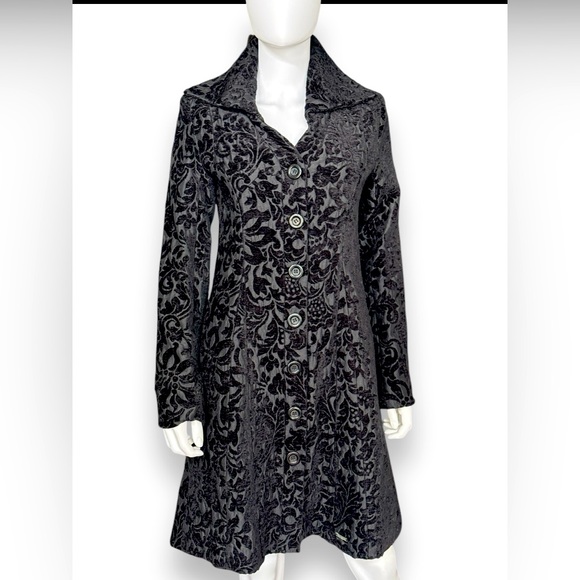 Desigual Black Brocade Coat - Picture 1 of 11